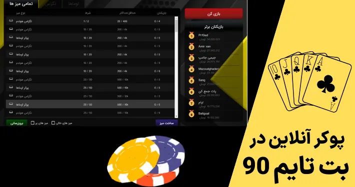 پوکر آنلاین در بت تایم 90